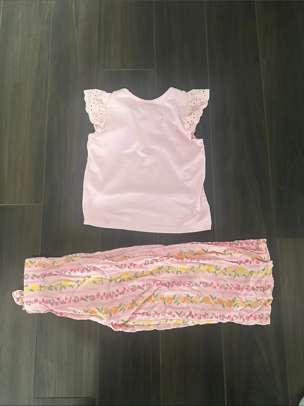 btween Girls Pink Wide Legged Striped Fruit Pant Set - size 5 - Picture 3 of 3